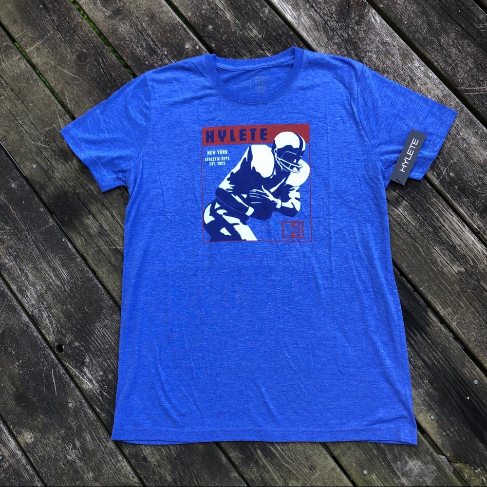 NWT. Blue HYLETE Football Tee